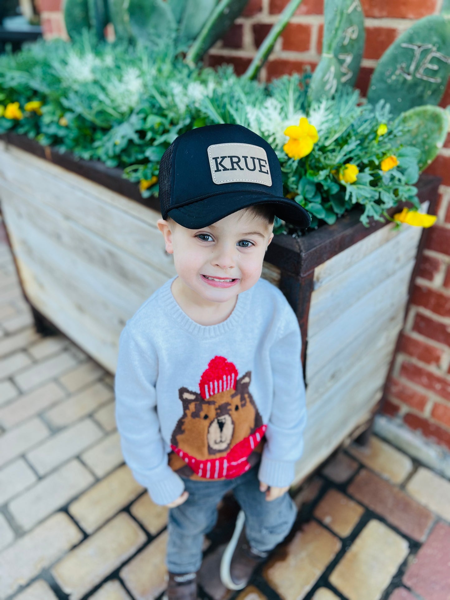 Youth/Kids Foam Trucker Hat with Custom Leather Patch