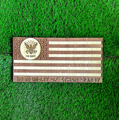 Personalized Wood American Flag Sign