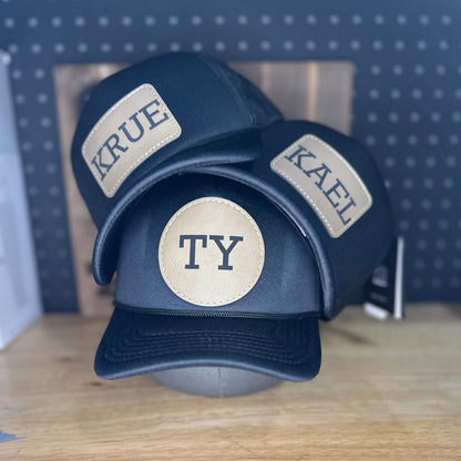 Youth/Kids Foam Trucker Hat with Custom Leather Patch