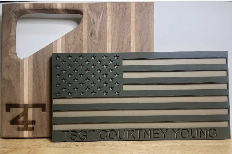 American Flag Sign, Wood American Flag Sign, Custom Flag, Military Award, Military Retirement Gift, First Responder Award, Retirement Gift