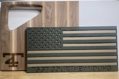 American Flag Sign, Wood American Flag Sign, Custom Flag, Military Award, Military Retirement Gift, First Responder Award, Retirement Gift